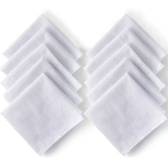 10 Pcs Handkerchiefs Cotton Classic White Hankies Pocket Square Towel Small Size 15 x 15 Inches