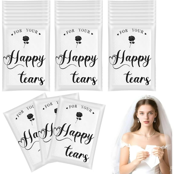 10 Pcs Happy Tears Tissue Packs for Wedding, 4 Ply Pocket Size Facial Tissue Packs, Bulk Travel Mini Paper for Your Happy Tears, Wedding Tissues Packs for Guests & Party Supplies