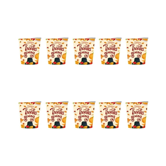 10 Pcs Happy Thanksgiving Tableware Set Party Supplies - Fall Harvest Pattern Disposable Dinnerware with Paper Plates, Napkins, Paper Cups, Tablecloth for Autumn and Thanksgiving Dinner BBQ Picnic