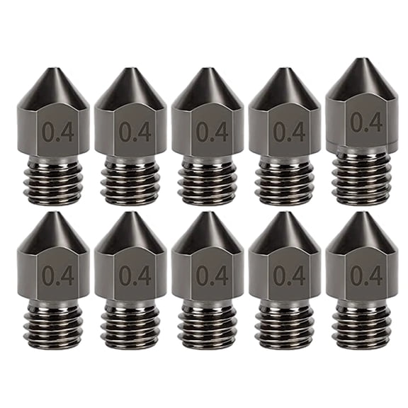 10 Pcs Hardened Steel MK8 Nozzle 0.4mm for 3D Printer, Wear Resistant High Temperature Nozzles with M6x1 Thread, Compatible with 1.75mm Filament MK8 Hotend