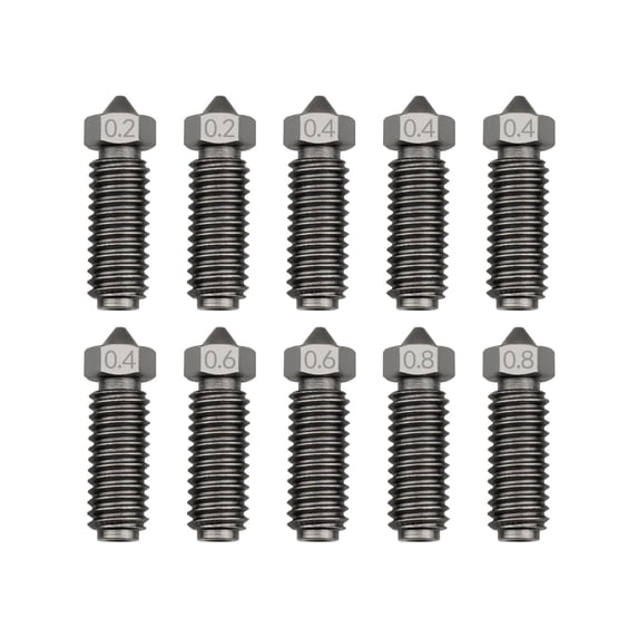 10 Pcs Hardened Steel Nozzle Fit for Anycubic Kobra 3 3D Printer, M6 Thread, 0.2 mm 0.4 mm 0.6 mm 0.8 mm, Quick-Swap High Flow