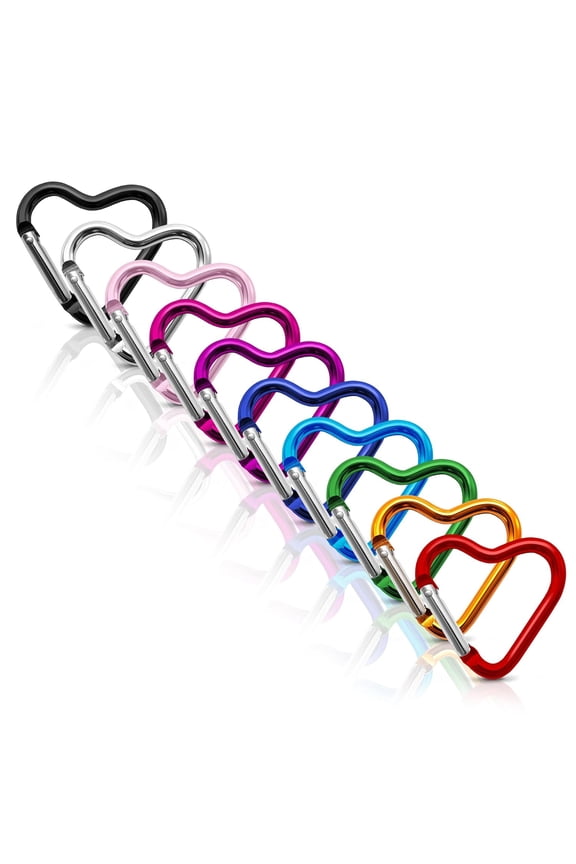 10 Pcs Heart Carabiner Clip for Keys Mini Heart Shaped Carabiner Clip Set for Backpacks, Keychains, Lanyard & Crafts Lightweight Aluminum Key Clips Assorted Colors Daily Use & Valentines Day Gift