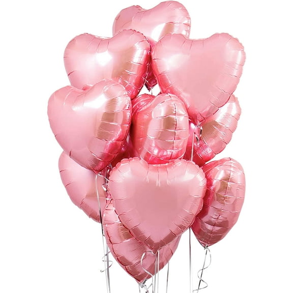 10 Pcs Heart Shape Foil Balloons, Light Pink Heart Balloons, 10" Balloons Aluminum Foil Decorations for Birthday Party, Wedding, Engagement Party, Celebration, Holiday, Show, Party Activities