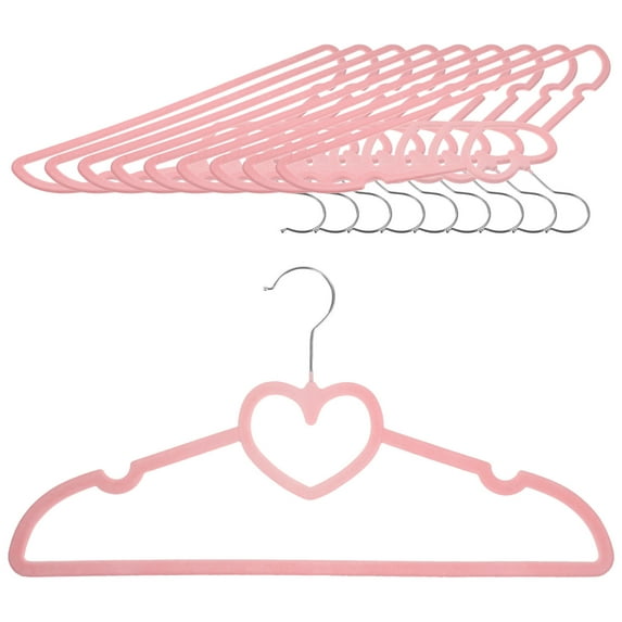10-Pack Heart-Shaped Plastic Coat Hangers for Clothes, Space-Saving Closet Organization and Home Storage Accessories