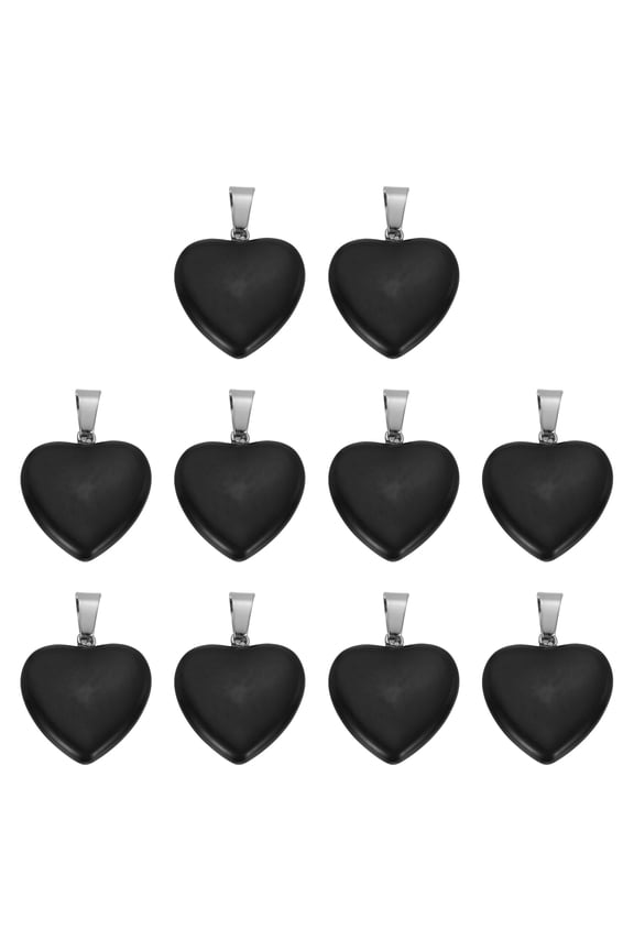 10 Pcs Heart Stone Pendants, 20mm Natural Crystal Valentine Love Heart Pendants Black Love Charm Worry Stones for Meditation Energy DIY Necklace Jewelry Making