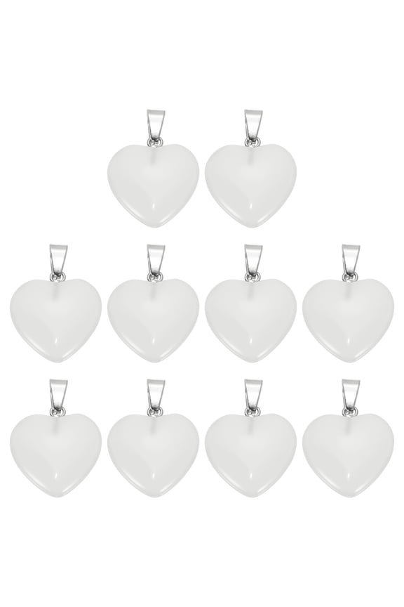 10 Pcs Heart Stone Pendants, 20mm Natural Crystal Valentine Love Heart Pendants Gray Love Charm Worry Stones for Meditation Energy DIY Necklace Jewelry Making