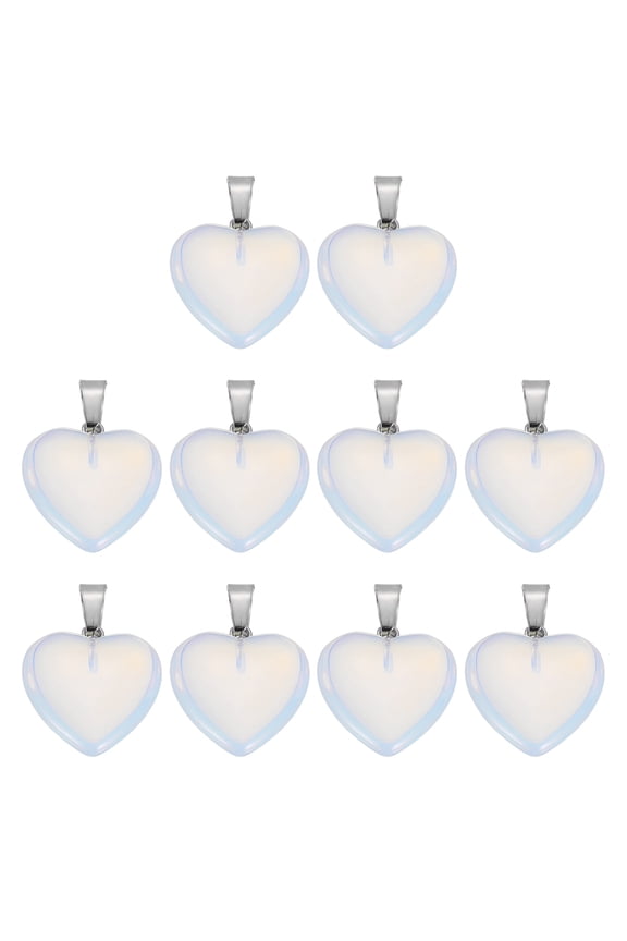 10 Pcs Heart Stone Pendants, 20mm Natural Crystal Valentine Love Heart Pendants Pale White Love Charm Worry Stones for Meditation Energy DIY Necklace Jewelry Making
