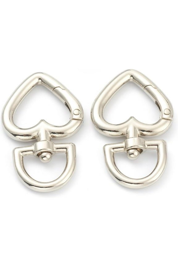 10 Pcs Heart Swivel Clasps Zinc Alloy Swivel Snap Hook Trigger Snap Buckle Slide Buckles for DIY Crafts Keychains Clip Lanyard Car Keys Zipper Pulls 46x27x4.3mm Hole: 13.5x9.5mm