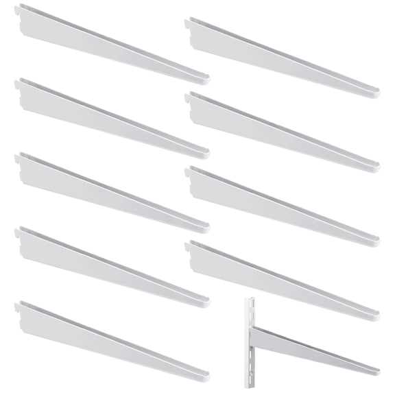 10 Pcs Heavy Duty Adjustable Shelf Brackets 9 inch White Metal Closet Shelf Supports, Space Saving Double Track Wire Shelving Brackets for Home Storage, Pantry and Wardrobe Organization System