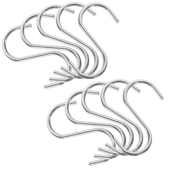 ifundom 10-Pack Heavy Duty Stainless Steel S Hooks for Hanging Kitchen Utensils, Clothes, and Home Organization