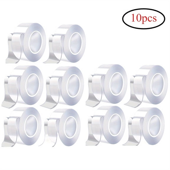 10 Pcs Heavy Duty Double Sided Tape, Reusable Nano Adhesive Tape, Transparent Washable Mounting Tape for Wall, Home Decor, Office, Car, Strong Removable Traceless Sticky Tape