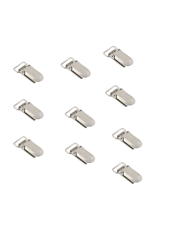 10 Pcs Heavy Duty Duckbill Shape Clips, 0.79 inch Metal Clip Holder, Multifunctional Reusable Clips for Suspenders, Mitten Holders