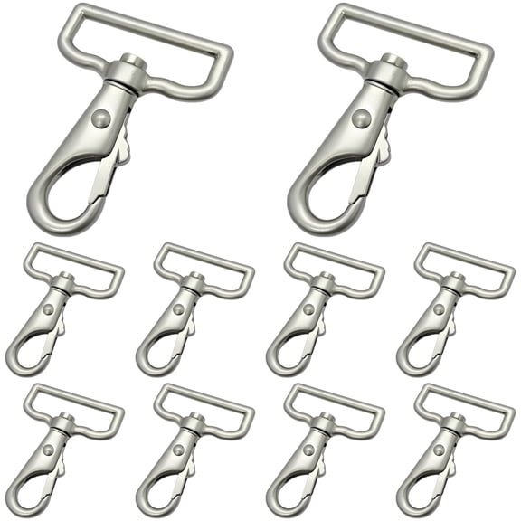 10 Pcs Heavy Duty Zinc Alloy Swivel Trigger Clip, Brushed Nickel 1.5 in / 3.8 cm Large Open D-Loop Bolt Snap Hook, for Pet Leashes, Handbag Straps, Camera Straps, Keychains