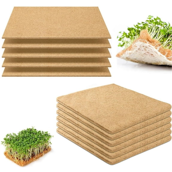 10 Pcs Hemp Fiber Grow Mat,Bexikou 9.84" X 9.84" Hydroponic Grow Pads Sprouting Kit for Growing Trays,Jute Grow Mat for Microgreens Wheatgrass Sprouts Organic Production