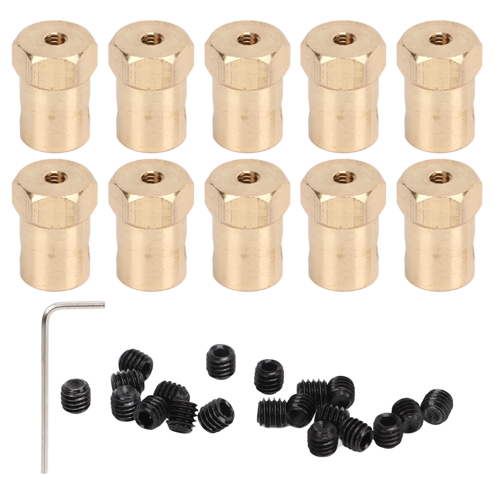 10 Pcs Hex Shaft Coupling 5mm Inner Diameter Brass Flexible Coupler