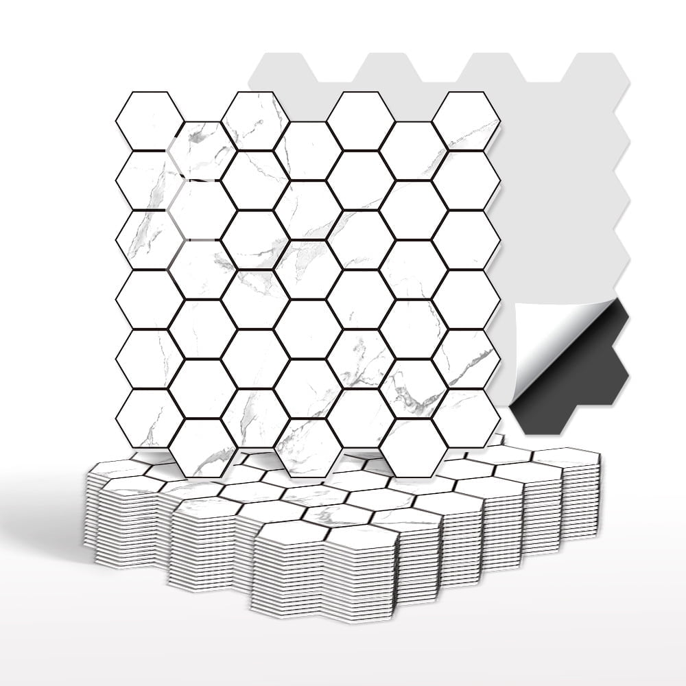 10 Pcs Hexagon Non-Slip Floor Sticker for Home Decor, 12" x 12" Peel and Stick Self-Adhesive Wall Sticker for Living Room Kitchen Bathroom