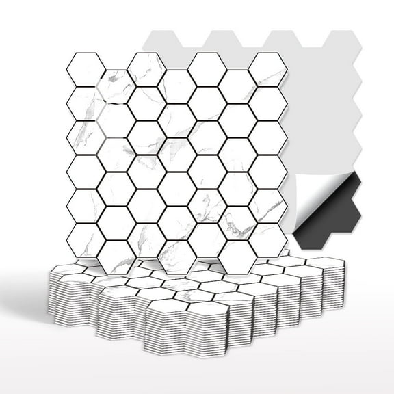 10 Pcs Hexagon Non-Slip Floor Sticker for Home Decor, 12" x 12" Peel and Stick Self-Adhesive Wall Sticker for Living Room Kitchen Bathroom
