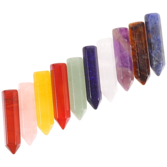 Set of 10 Hexagonal Crystal Column Stones for Home and Office Decor, Mini Desk Ornaments, Decorative Accessories
