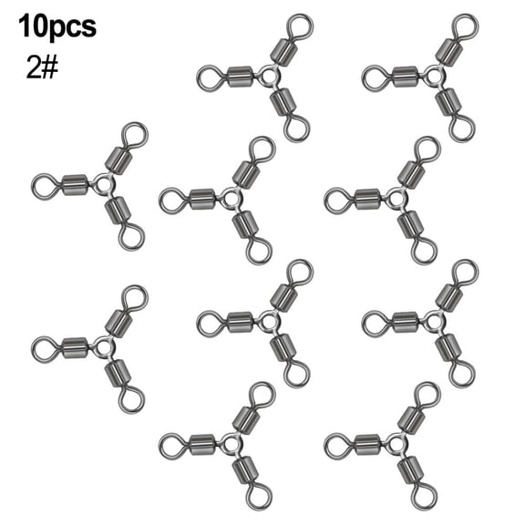 10 Pcs High Quality Stainless Steel Fishing Tackle Fishing Connector Ring Rolling Swivels Haigan Line Group 3Way Swivels