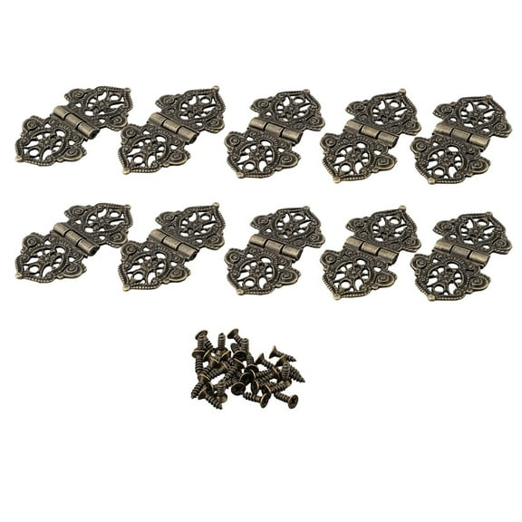 10 Pcs Hinges 53*28mm Antique Printed Zinc Alloy Furniture Wine Box for Vintage Wooden Chests Doors Cabinets Decorative Hinges