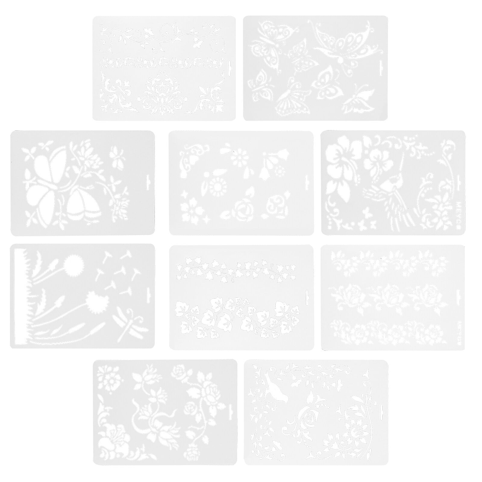 10 Pcs Hollow Drawing Board Flowers Painting Template Drawing Stencils