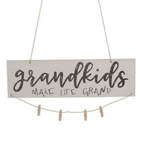 Grandkids Photo Frame Note Clips, Grandkids Make Life Grand Board Wall Decor, Best Gifts for Grandparents from Granddaughter and Grandson, 40 x 12 x 0.5cm