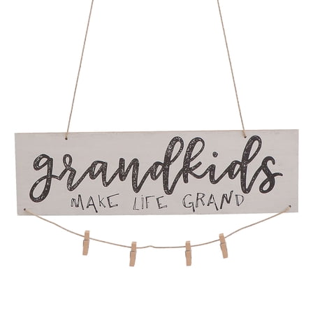 Grandkids Photo Frame Note Clips, Grandkids Make Life Grand Board Wall Decor, Best Gifts for Grandparents from Granddaughter and Grandson, 40 x 12 x 0.5cm