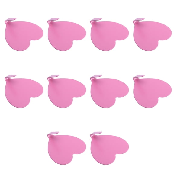 HEMOTON 10pcs Self Adhesive Heart Shaped Hooks for Home Use Pink Color Premium Iron Material