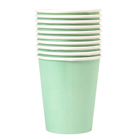 10 Pcs Disposable Paper Cups Party Cups Drinking Cups Disposable Coffee Cups Beverage Drinking Cup Autumn Party Cup for Cold Hot Drinks Fall Thanksgiving Party Supplies, Green