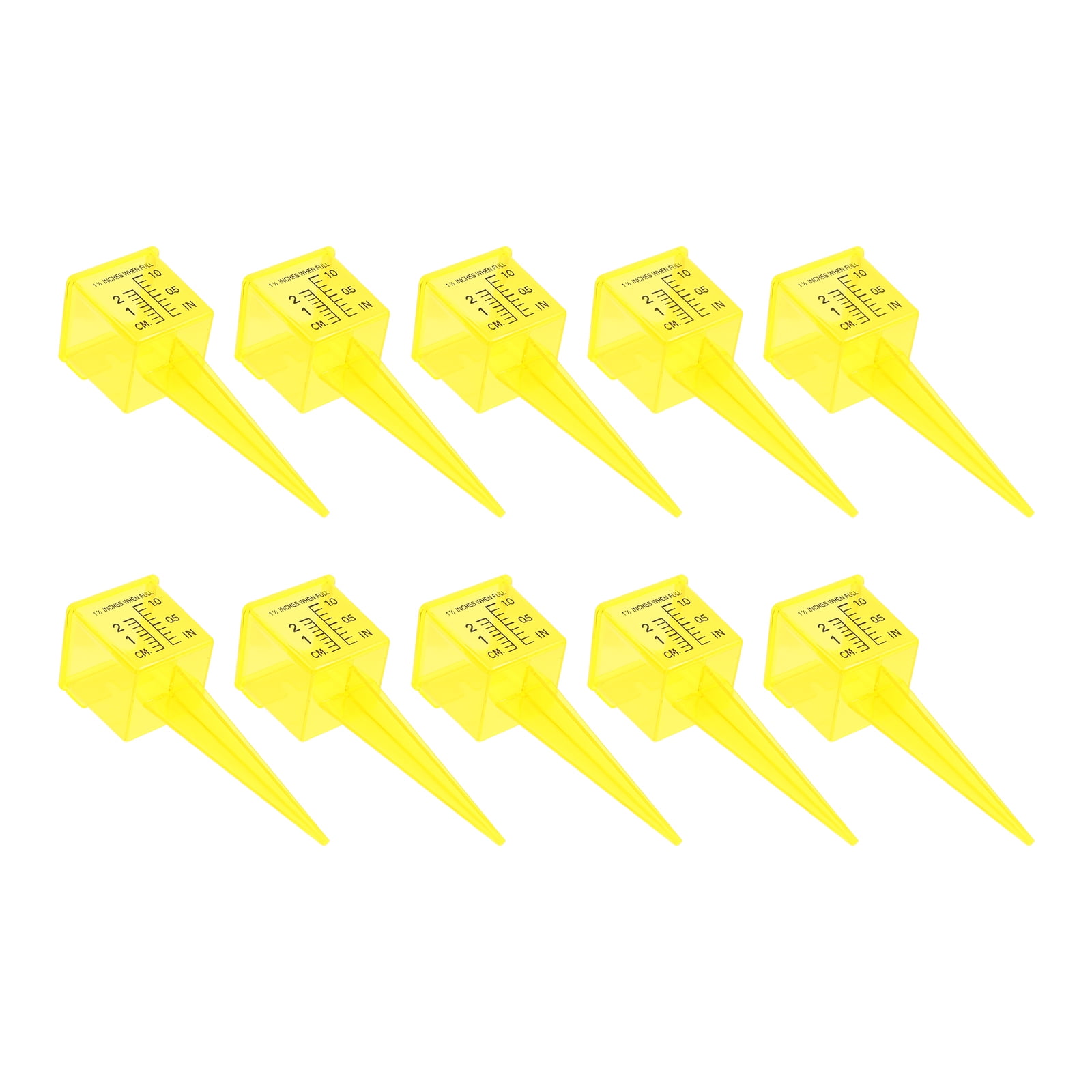 Yardwe 10Pcs Yellow Plastic Rain Gauges for Accurate Outdoor Rainfall Measurement and Lawn Water Monitoring