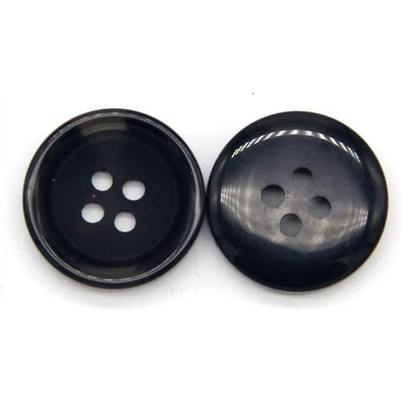 10 Pcs Imitation Horn Flatback Buttons Resin Buttons for Clothing Suit Coat Decorations DIY Accessories (05 Black, 25mm)