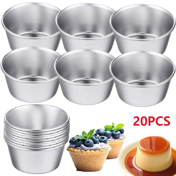10 Pcs Individual Flan Molds Egg Tart Molds Pudding Cups Baking Molds Nonstick Carbon Steel Cupcake Muffin Molds