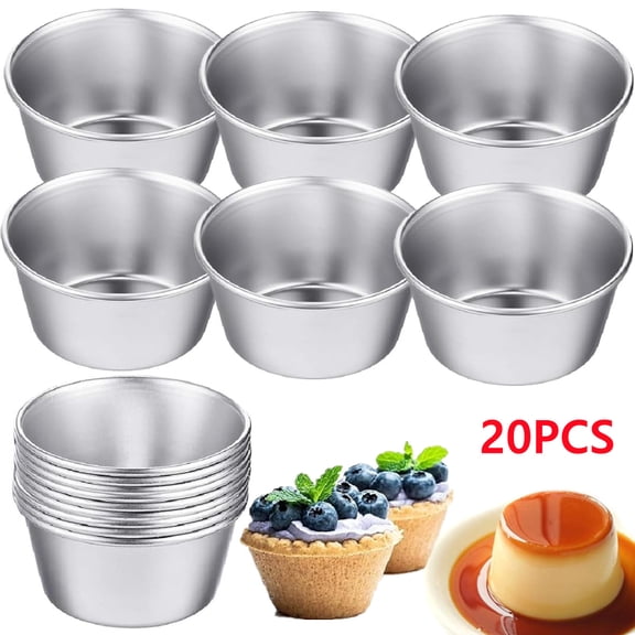 10 Pcs Individual Flan Molds Egg Tart Molds Pudding Cups Baking Molds Nonstick Carbon Steel Cupcake Muffin Molds