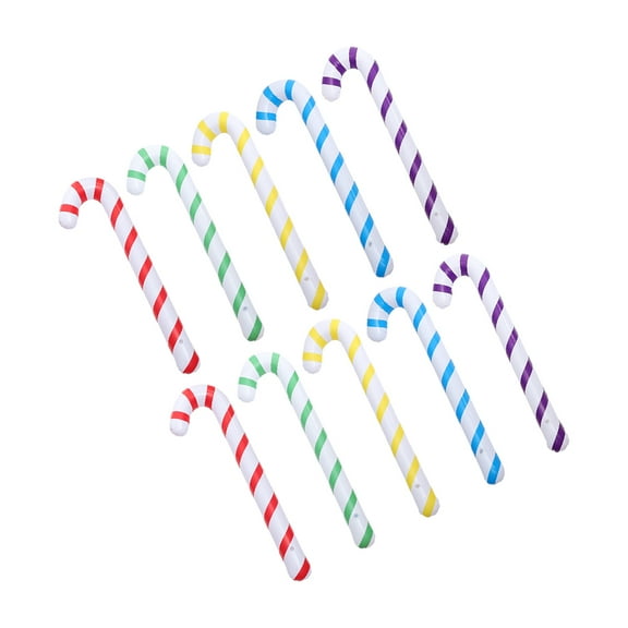 10 Pcs Inflatable Crutches Toys Christmas Decorations Christmas Inflatable Canes Candy Canes Balloons Candy Balloons