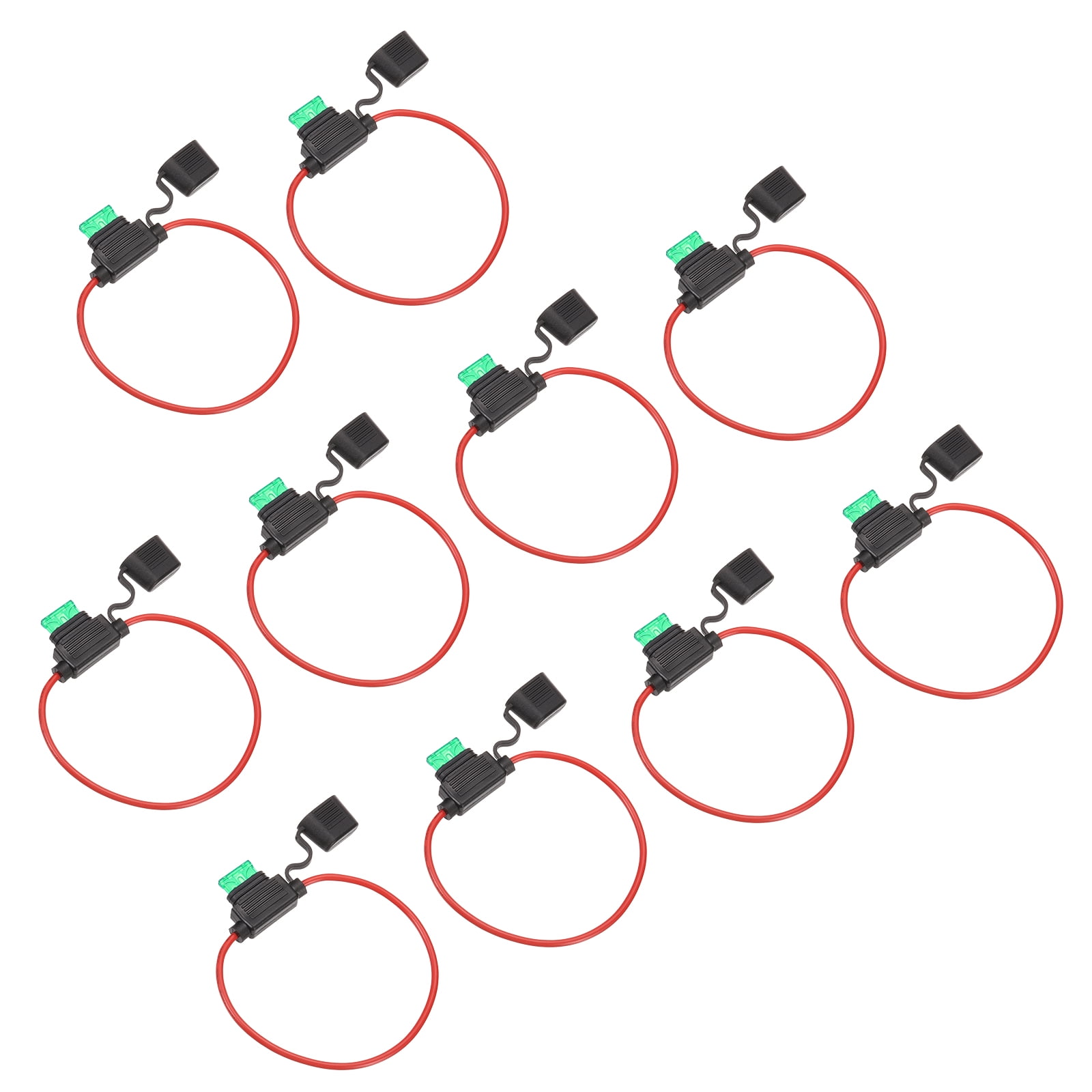 10 Pcs Inline Fuse Holder DC 32V 12 AWG Waterproof Blade Fuse Holder with 30A Fuse
