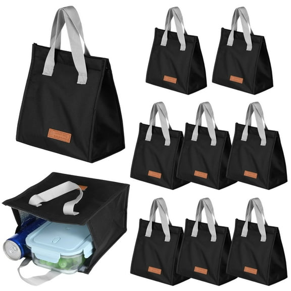 10 Pcs Insulated Lunch Bags, Reusable Leakproof Tote Containers, Large Lunch Boxes with Aluminum Foil, Take Away Bags, Food Delivery Bags for Office, School, Beach, Travel