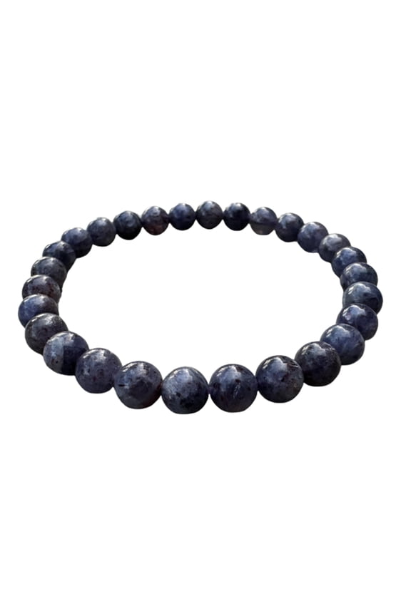 10 Pcs Iolite Crystal Bead Bracelet 5-9mm, Genuine Iolite Stretch Gemstone Bracelet, Healing Crystal Bracelet, Gift for Men & Women