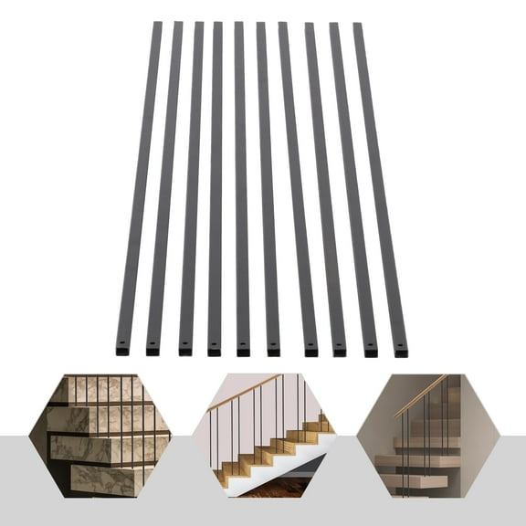 10 Pcs Iron Balusters,1/2" x 44" Straight Hollow Iron Baluster, Spindles for Staircase Indoor Black Iron Decorative Metal Balusters Staircases Balusters for Staircase Interior