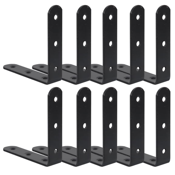 10 Pcs Iron Wood Bracket Countertop Brackets Stainless Steel Black Right Angle Corner Code Chair Wall-mounted