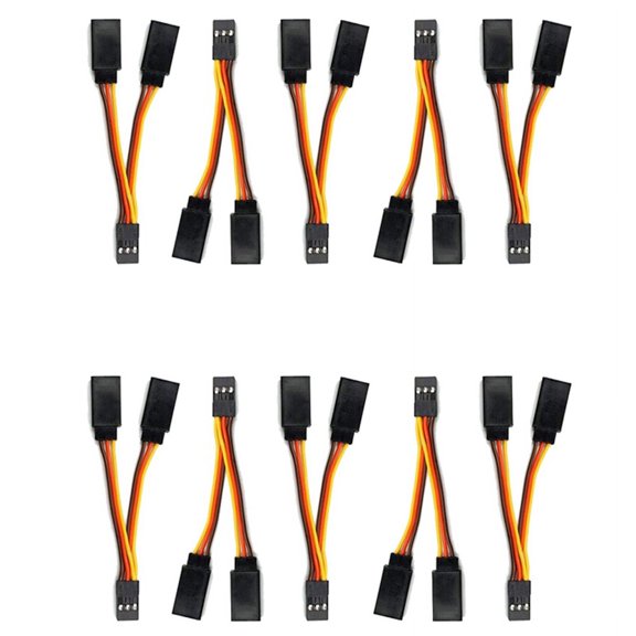 10 Pcs JR/Futaba Style Servo 1 to 2 Y Harness Leads Splitter Cable Male to Female Extension Lead Wire for RC Models 7cm