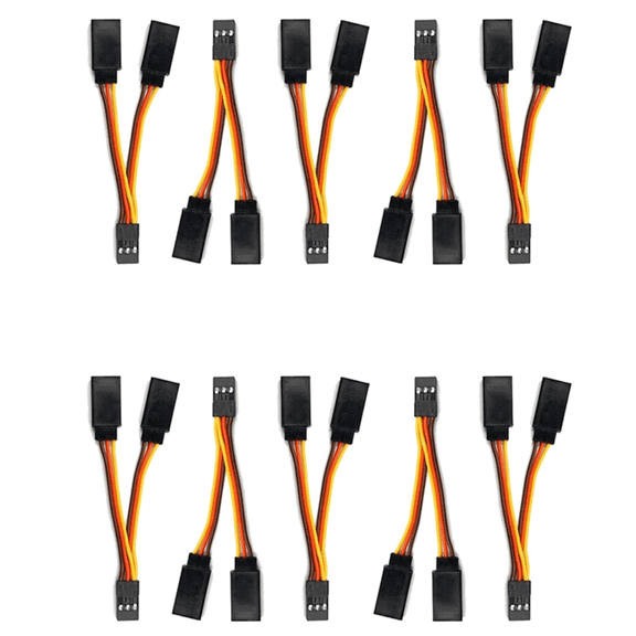 10 Pcs JR/Futaba Style Servo 1 to 2 Y Harness Leads Splitter Cable Male Female Extension Lead Wire for RC Models 7cm