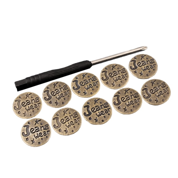 10 Pcs Jeans Buttons Removable Trouser Buttons 17mm Replacement Buttons with Screwdriver for Pants and Jackets