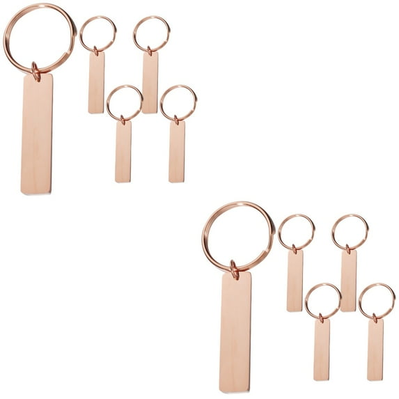 10 Pcs Key Chain Labels Stainless Steel Blank Tags Hanging Keychain with DIY Glossy Strip Hangtag Metal