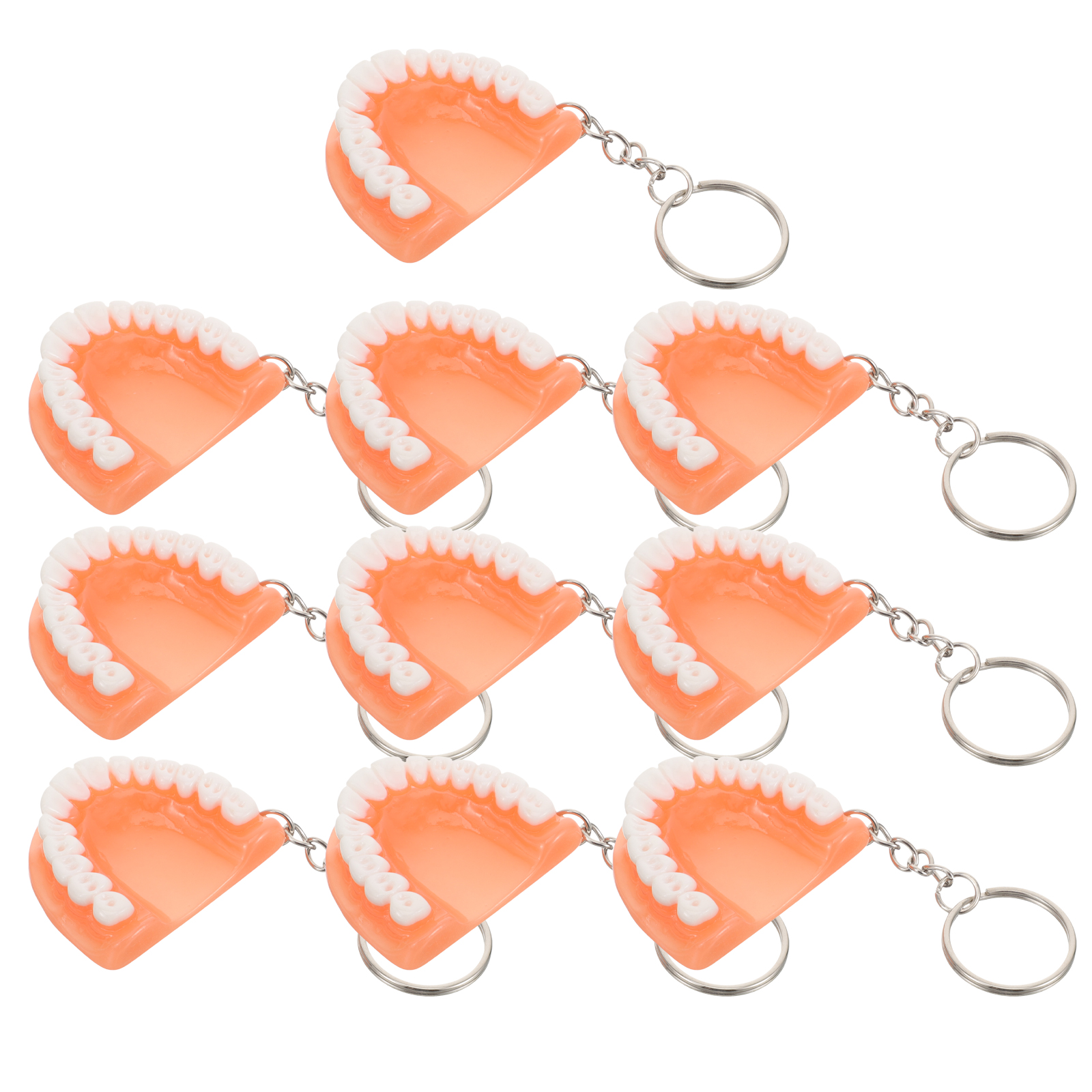 10 Pcs Key Fob Fake Teeth Key Ring Tricky Keychain Car Pendant Keychain Ornament Car Accessories