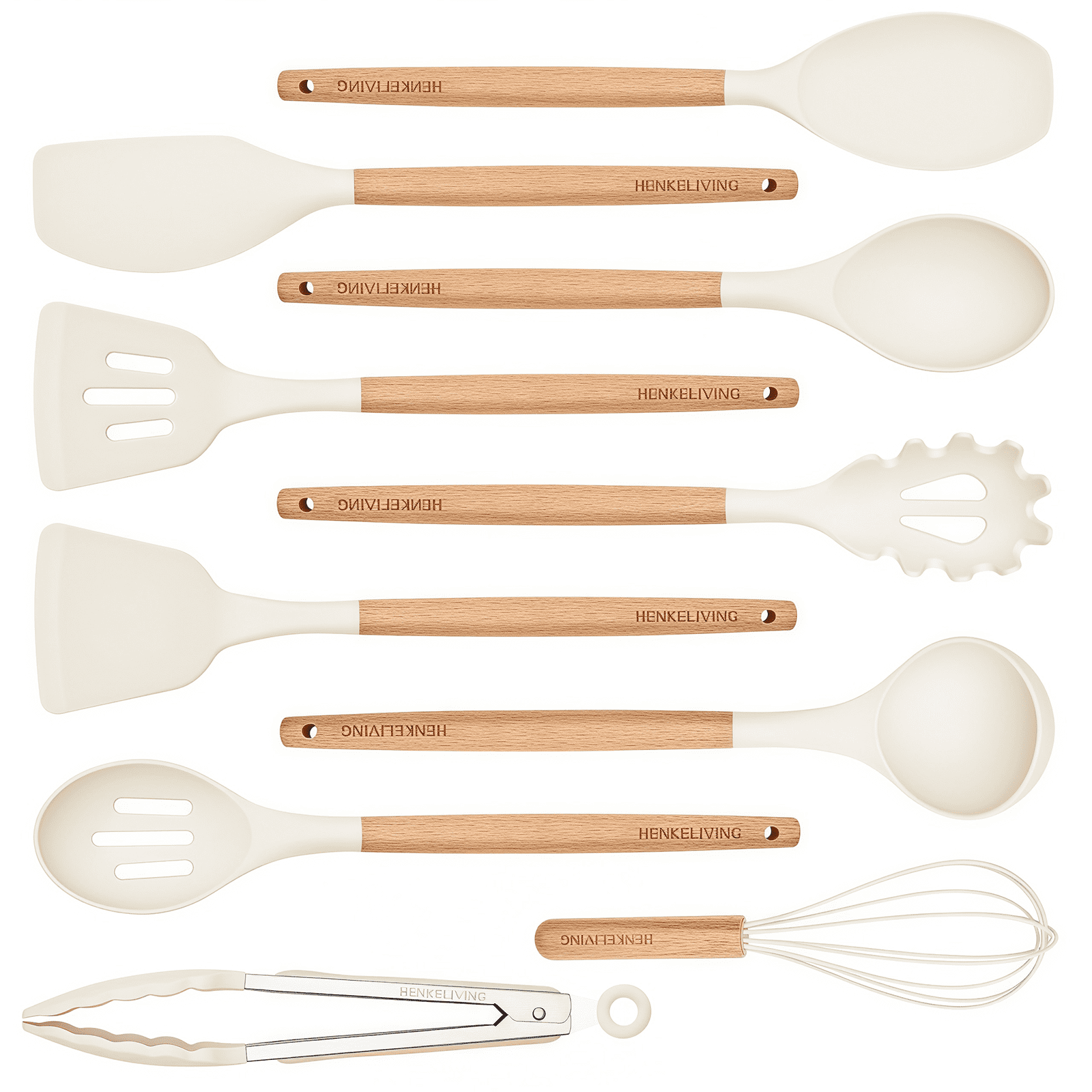 HENKELIVING 10 Pcs Kitchen Cooking Utensils Set, Non Stick Silicone ...