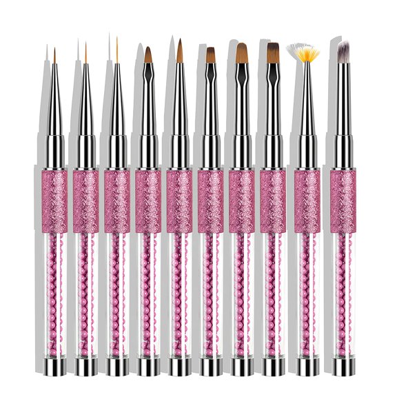 10 Pcs Kolinsky Sable Hair Acrylic Nail Art Application Brushes With Cap Nail Art Tips Builder Brush, Nail Painting Brush set. ALT2