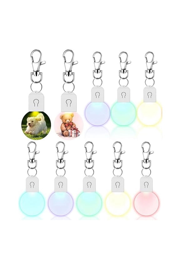 10 Pcs LED Sublimation Blank Keychain Acrylic Lighted Transfer Round DIY Keychain
