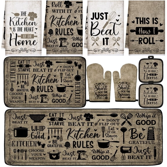 10 Pcs Landscape Kitchen Dish Towels Rugs Oven Mitts And Pot Holders Set Farmhouse Kitchen Decor Set For Women Mom Daughter Gift Cooking Baking Grilling