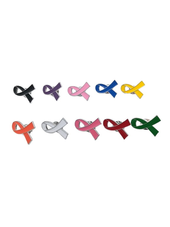 10 Pcs Lapel Pin Prevention and Awareness Ribbon Brooch Jewelry Badges Breast Cancers Awareness Hope Lapel Pin