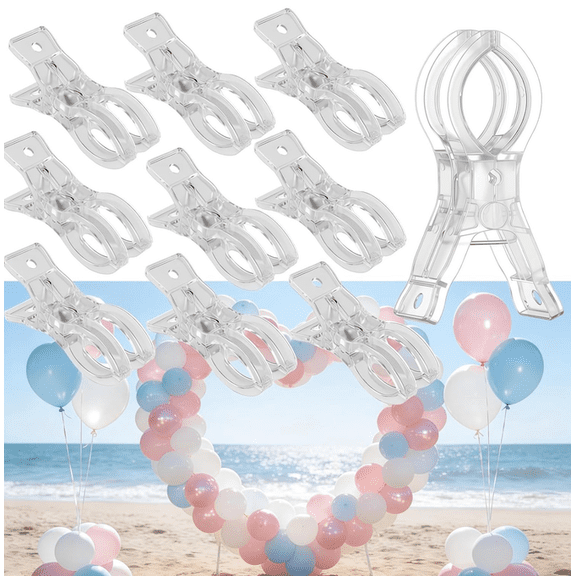 10 Pcs Large Clear Clips for Balloon Arch, 3.5'' Plastic Balloon Clips for Balloon Arch, Heavy Duty Balloons Arch Clip For Photography Studios, Swimming Pool, Birthday Decoration